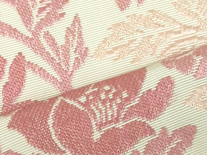 平和屋着物●本場筑前博多織　両面　半幅帯　草花間道　縞　正絹　逸品　DAAU6710ob
