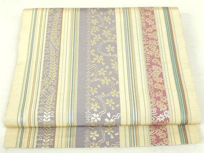 平和屋着物●本場筑前博多織　八寸名古屋帯　舞桜間道　正絹　逸品　DAAU6716ob