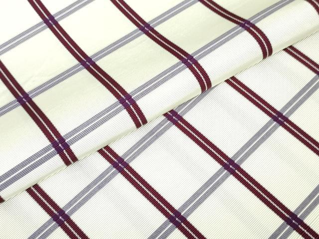 平和屋着物●本場筑前博多織 八寸名古屋帯 格子 正絹 逸品 DAAU6727ob