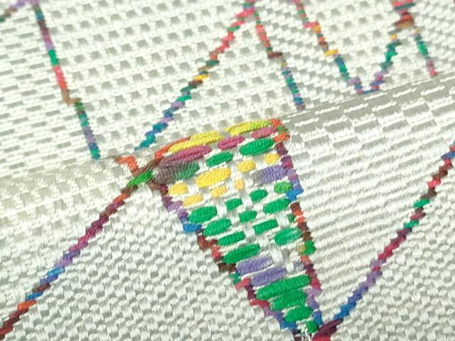 平和屋着物●本場筑前博多織 八寸名古屋帯 切嵌抽象文様 正絹 逸品 DAAU6728ob