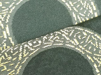 平和屋着物●九寸名古屋帯　抽象丸文　黒地　金糸　三越扱い　正絹　逸品　DAAU6740ob