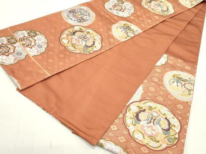 平和屋着物●六通柄袋帯 唐織 鏡裏鳳凰花文 正絹 逸品 DAAU6744ob