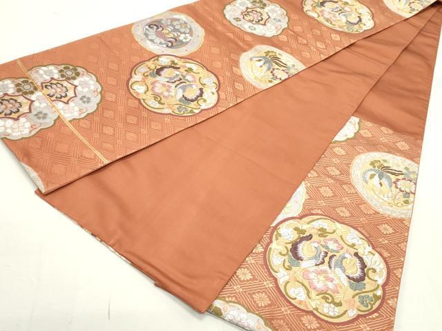 平和屋着物●六通柄袋帯 唐織 鏡裏鳳凰花文 正絹 逸品 DAAU6744ob