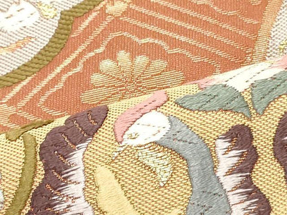 平和屋着物●六通柄袋帯 唐織 鏡裏鳳凰花文 正絹 逸品 DAAU6744ob