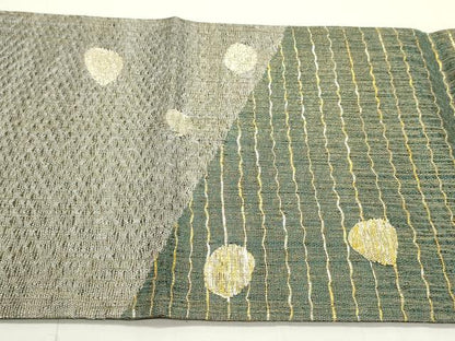 平和屋着物▽太鼓柄袋帯 スリーシーズン 春夏秋 櫛織 切嵌丸文 金銀糸 正絹 逸品 未使用 DAAU6766ob