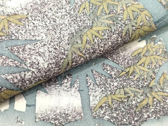 平和屋着物●九寸名古屋帯　作家物　ラメ糸　笹竹風景文　正絹　逸品　DAAU6810ob