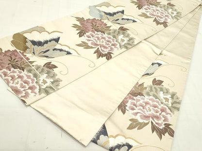 平和屋着物●青々庵　六通柄袋帯　唐織　花蝶文　金糸　正絹　逸品　DAAU6812ob