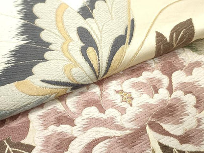 平和屋着物●青々庵　六通柄袋帯　唐織　花蝶文　金糸　正絹　逸品　DAAU6812ob