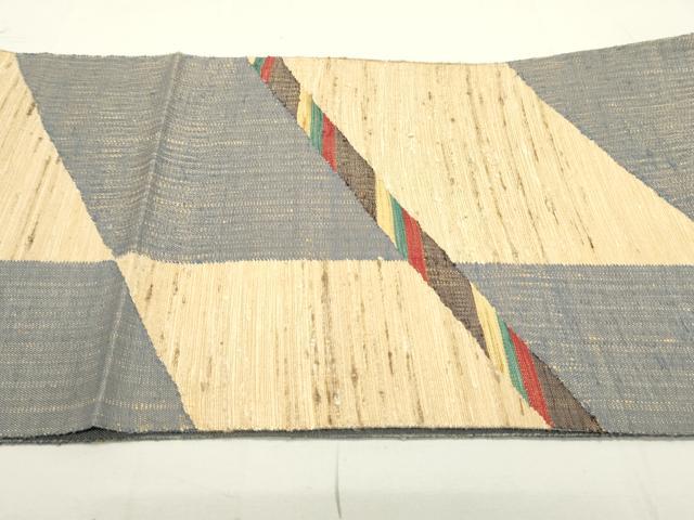 平和屋着物●六通柄袋帯　紬地　抽象文様　正絹　逸品　DAAU6830ob