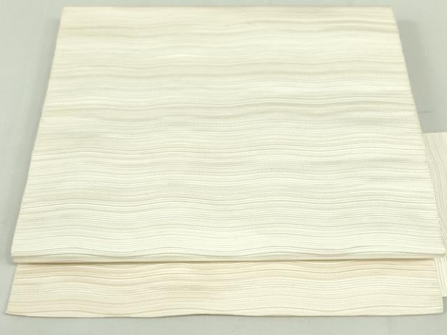 平和屋着物●本場筑前博多織　八寸名古屋帯　霞文　象牙色　正絹　逸品　DAAU6849ob