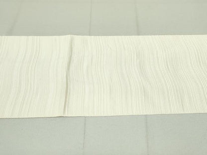 平和屋着物●本場筑前博多織　八寸名古屋帯　霞文　象牙色　正絹　逸品　DAAU6849ob