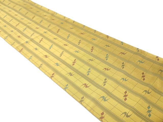 平和屋着物●本場筑前博多織　八寸名古屋帯　幾何学間道　正絹　逸品　DAAU6858ob
