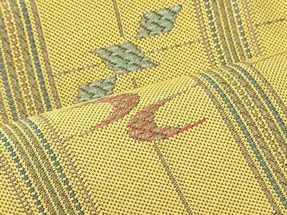 平和屋着物●本場筑前博多織　八寸名古屋帯　幾何学間道　正絹　逸品　DAAU6858ob