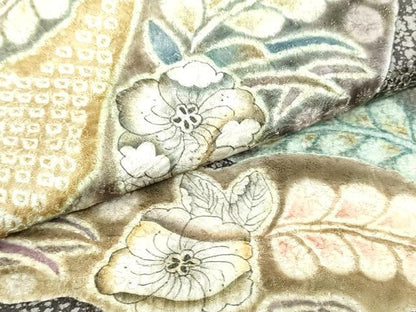 平和屋着物●樋熊哲也 辻が花 絞り 手描き 太鼓柄袋帯 金通し地 正絹 逸品 DAAU6862ob