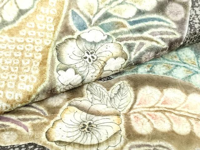 平和屋着物●樋熊哲也 辻が花 絞り 手描き 太鼓柄袋帯 金通し地 正絹 逸品 DAAU6862ob