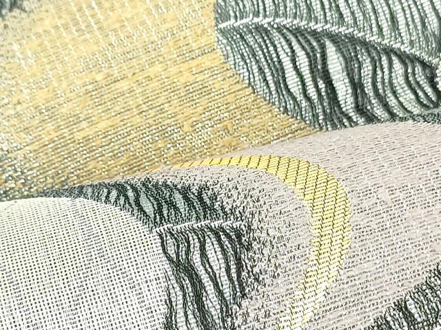 平和屋着物▽六通柄袋帯　スリーシーズン　春夏秋　櫛織　流水抽象丸文　金銀糸　正絹　逸品　DAAU6870ob