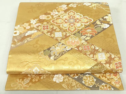 平和屋着物●銀座きしや　六通柄袋帯　菱取蒔絵紋　本金箔　正絹　逸品　DAAU6894ob