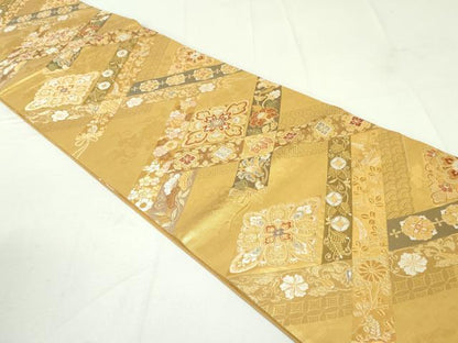 平和屋着物●銀座きしや　六通柄袋帯　菱取蒔絵紋　本金箔　正絹　逸品　DAAU6894ob