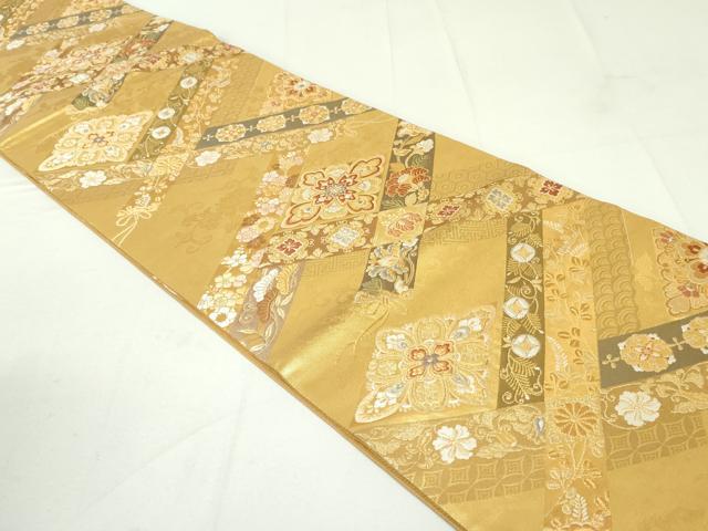 平和屋着物●銀座きしや　六通柄袋帯　菱取蒔絵紋　本金箔　正絹　逸品　DAAU6894ob