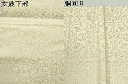 平和屋着物●丸帯　葡萄唐草文錦　金糸　正絹　逸品　DAAU6898ob