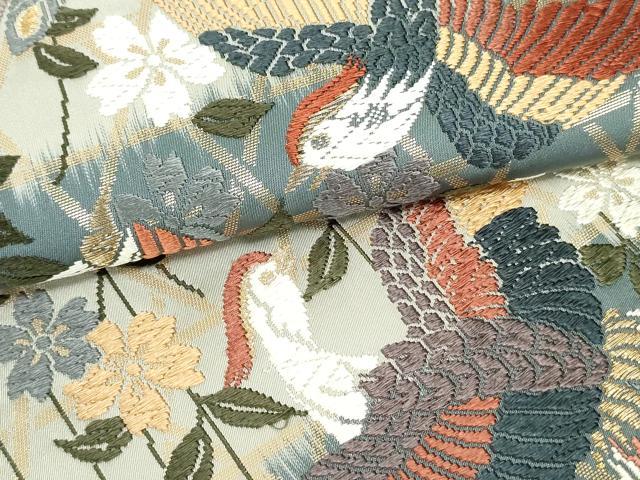 平和屋着物●六通柄袋帯 唐織 鳳凰糸巻き草花文 金糸 正絹 逸品 DAAU6906ob