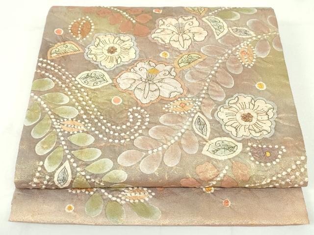 平和屋着物●太鼓柄袋帯　作家物　絞り　辻が花　金糸　正絹　逸品　DAAU6913ob