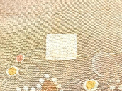 平和屋着物●太鼓柄袋帯　作家物　絞り　辻が花　金糸　正絹　逸品　DAAU6913ob
