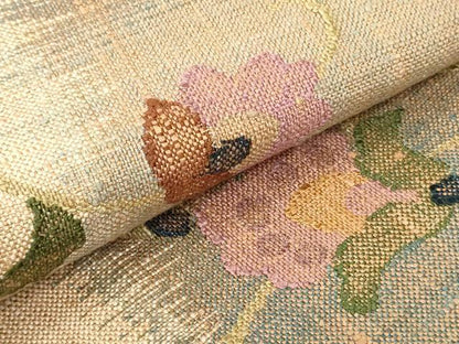 平和屋着物●八寸名古屋帯　紬地　更紗花唐草間道　正絹　逸品　未使用　DAAU6920ob