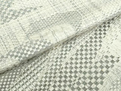平和屋着物●本場筑前博多織　八寸名古屋帯　紬地　流水市松文　正絹　逸品　DAAU6923ob