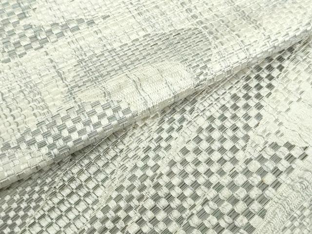 平和屋着物●本場筑前博多織　八寸名古屋帯　紬地　流水市松文　正絹　逸品　DAAU6923ob