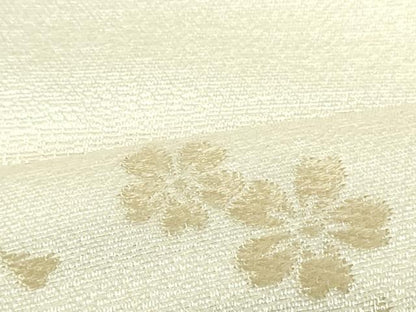 平和屋着物●九寸名古屋帯 唐織 京ロマン 象牙色 金糸 正絹 逸品 DAAU6924ob