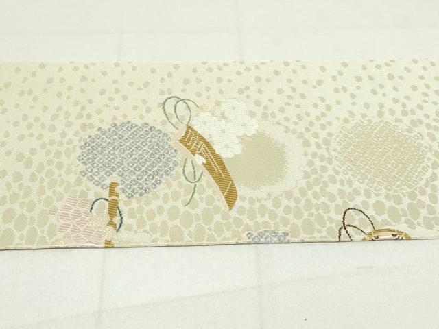 平和屋着物●九寸名古屋帯　唐織　雪輪楽器花文　金糸　正絹　逸品　DAAU6937ob
