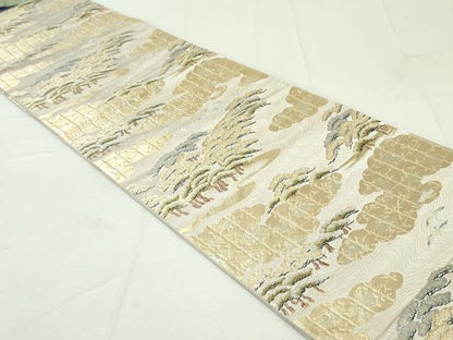 平和屋着物●西陣 服部織物謹製 六通柄袋帯 唐織 雲取り流水松鳥文 金糸 正絹 逸品 未使用 DAAU6940ob