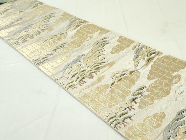 平和屋着物●西陣 服部織物謹製 六通柄袋帯 唐織 雲取り流水松鳥文 金糸 正絹 逸品 未使用 DAAU6940ob