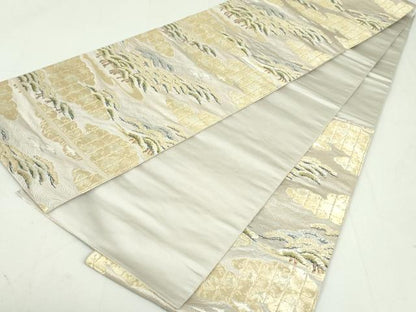 平和屋着物●西陣 服部織物謹製 六通柄袋帯 唐織 雲取り流水松鳥文 金糸 正絹 逸品 未使用 DAAU6940ob