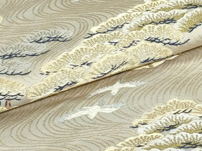 平和屋着物●西陣 服部織物謹製 六通柄袋帯 唐織 雲取り流水松鳥文 金糸 正絹 逸品 未使用 DAAU6940ob