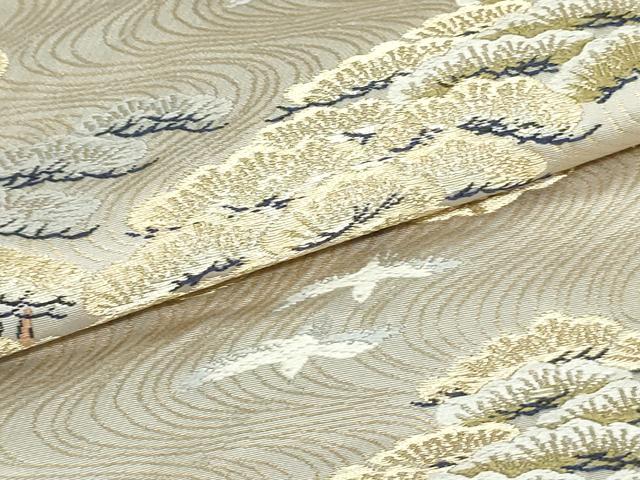 平和屋着物●西陣 服部織物謹製 六通柄袋帯 唐織 雲取り流水松鳥文 金糸 正絹 逸品 未使用 DAAU6940ob