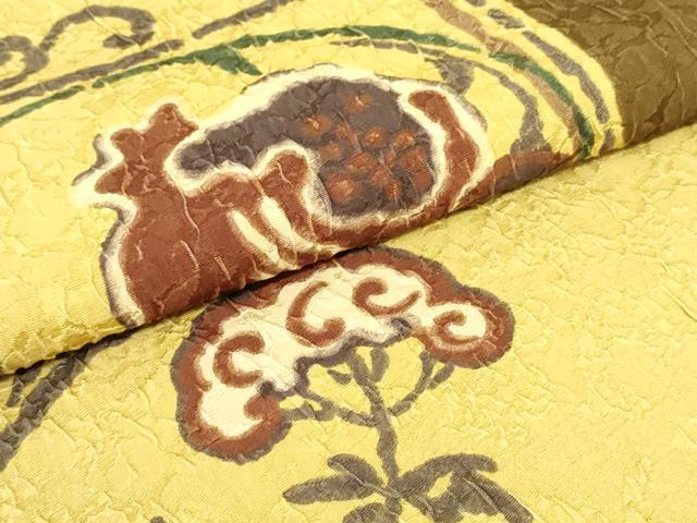 平和屋着物●両面 全通柄袋帯 ふくれ織 更紗花間道 正絹 逸品 DAAU6941ob