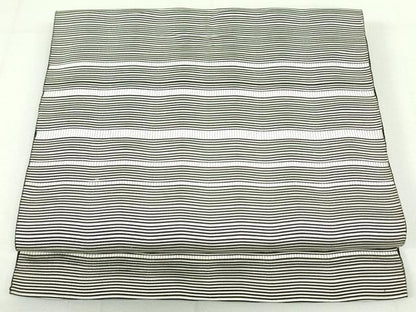 平和屋着物●本場筑前博多織 八寸名古屋帯 よろけ縞 正絹 逸品 DAAU6944ob