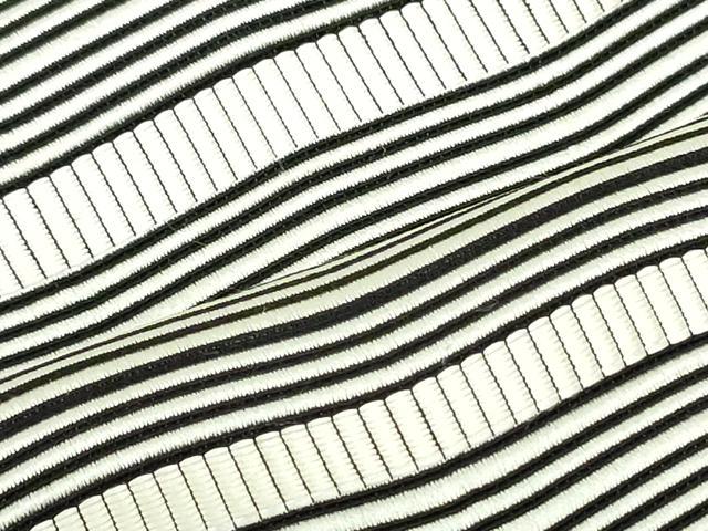 平和屋着物●本場筑前博多織 八寸名古屋帯 よろけ縞 正絹 逸品 DAAU6944ob
