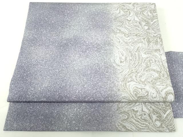平和屋着物●九寸名古屋帯　墨流し文様　鬼しぼ縮緬　正絹　逸品　未使用　DAAU6962ob