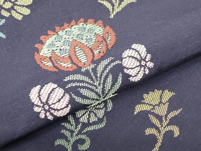 平和屋着物●西陣　川島織物　九寸開き名古屋帯　唐織　更紗花文　正絹　逸品　DAAU6963ob