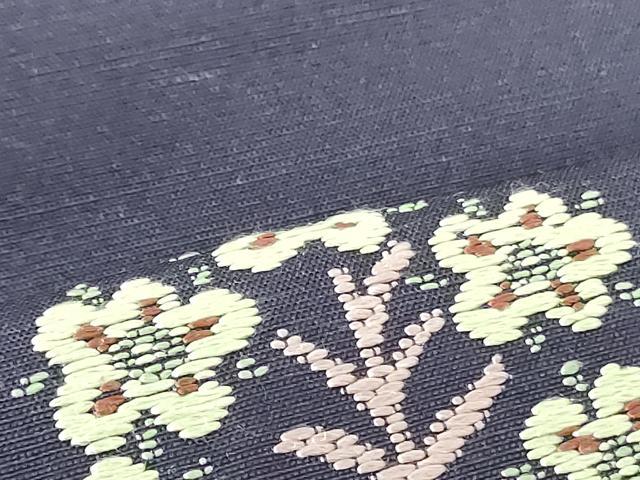 平和屋着物●西陣　川島織物　九寸開き名古屋帯　唐織　更紗花文　正絹　逸品　DAAU6963ob