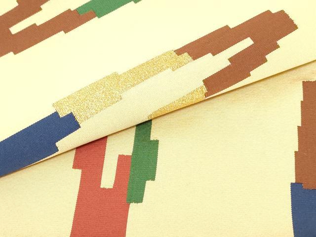 平和屋着物●爪掻き本綴れ 八寸名古屋帯 抽象文様 丁子色 金糸 正絹 逸品 DAAU6966ob