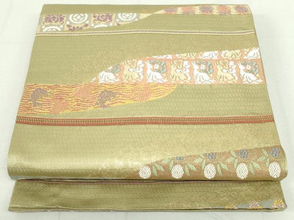 平和屋着物●六通柄袋帯　唐織　作家物　名物裂文様集　金糸　正絹　逸品　DAAU6972ob