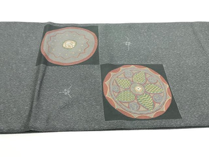 平和屋着物●太鼓柄袋帯 鳳凰抽象花丸文 正絹 逸品 DAAU6973ob