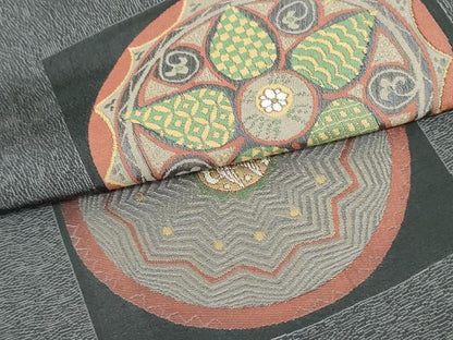 平和屋着物●太鼓柄袋帯 鳳凰抽象花丸文 正絹 逸品 DAAU6973ob