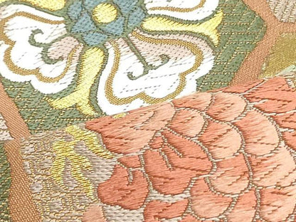 平和屋着物●六通柄袋帯　唐織　亀甲吉祥文　金糸　正絹　逸品　未使用　DAAU6976ob