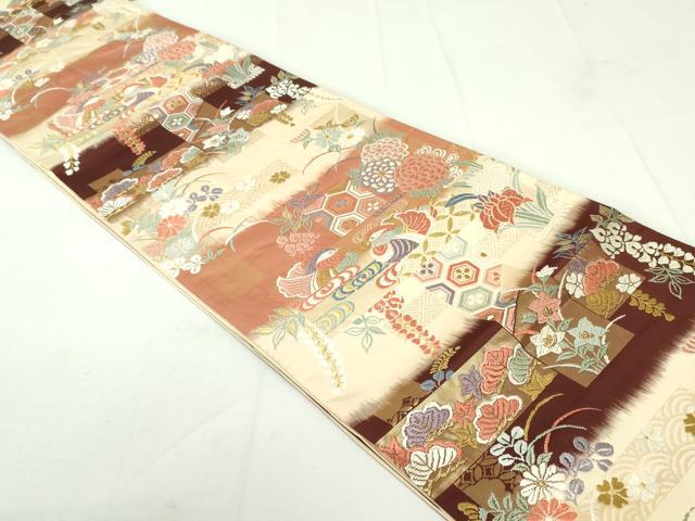 平和屋着物●六通柄袋帯　唐織　能衣　観世錦　金糸　正絹　逸品　DAAU6991ob