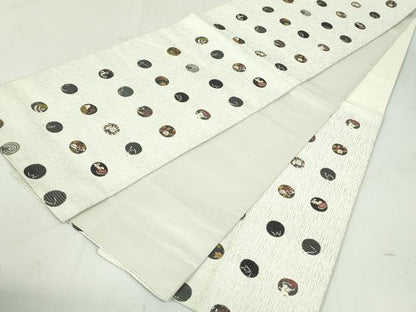 平和屋着物●六通柄袋帯　唐織　星暦　銀通し地　正絹　逸品　DAAU7000ob